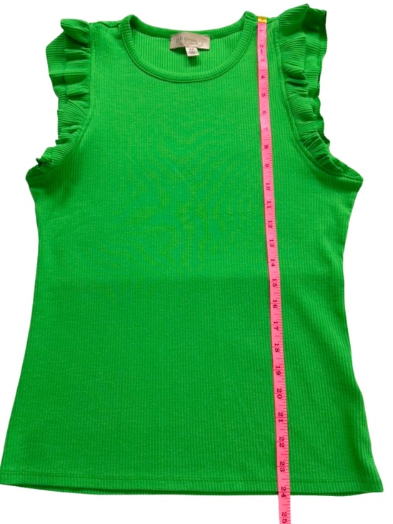 Philosophy Green Ribbed Ruffle Sleeve Tank Top Size Medium Soft Stretch - Picture 9 of 9